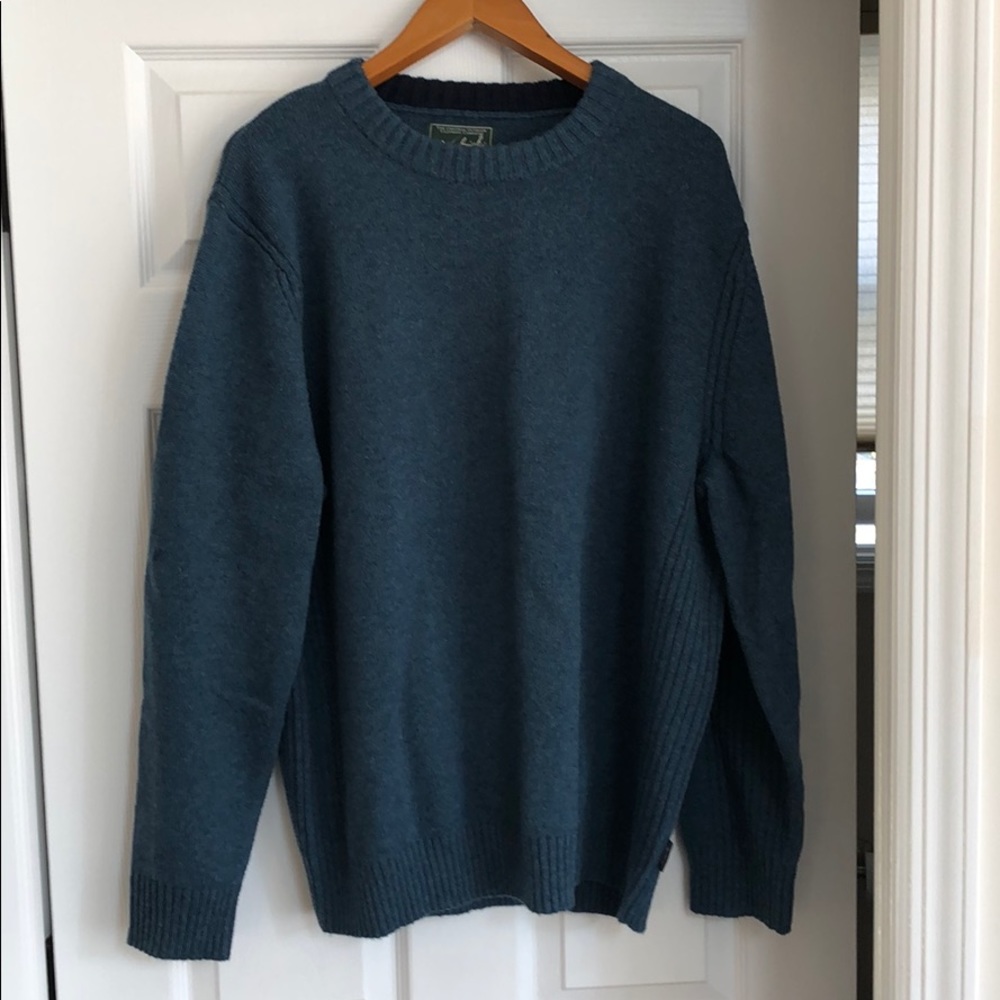 Shetland Wool Crew Sweater, Forest Blue, XL